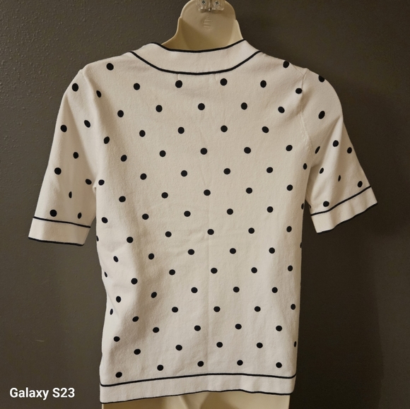 Boden Polka Dot Navy White Knit top - Picture 2 of 12